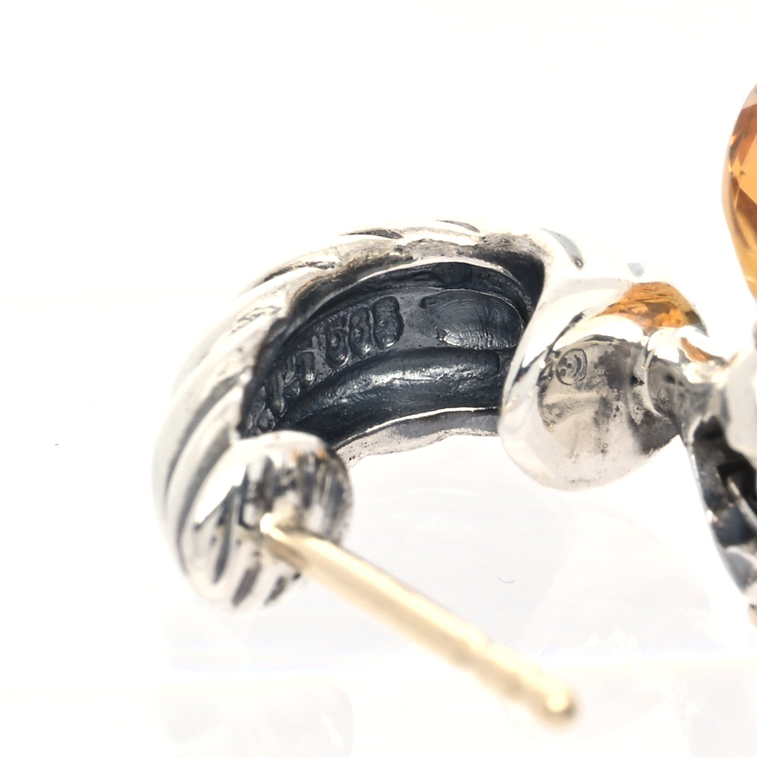 David Yurman Sterling Silver 14K Yellow Gold Citrine Acorn Earrings 5 of 5