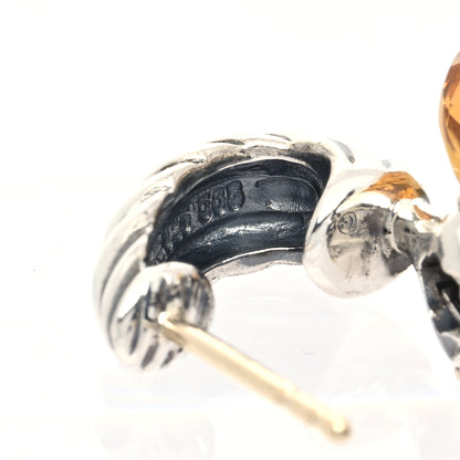 David Yurman Sterling Silver 14K Yellow Gold Citrine Acorn Earrings 5 of 5