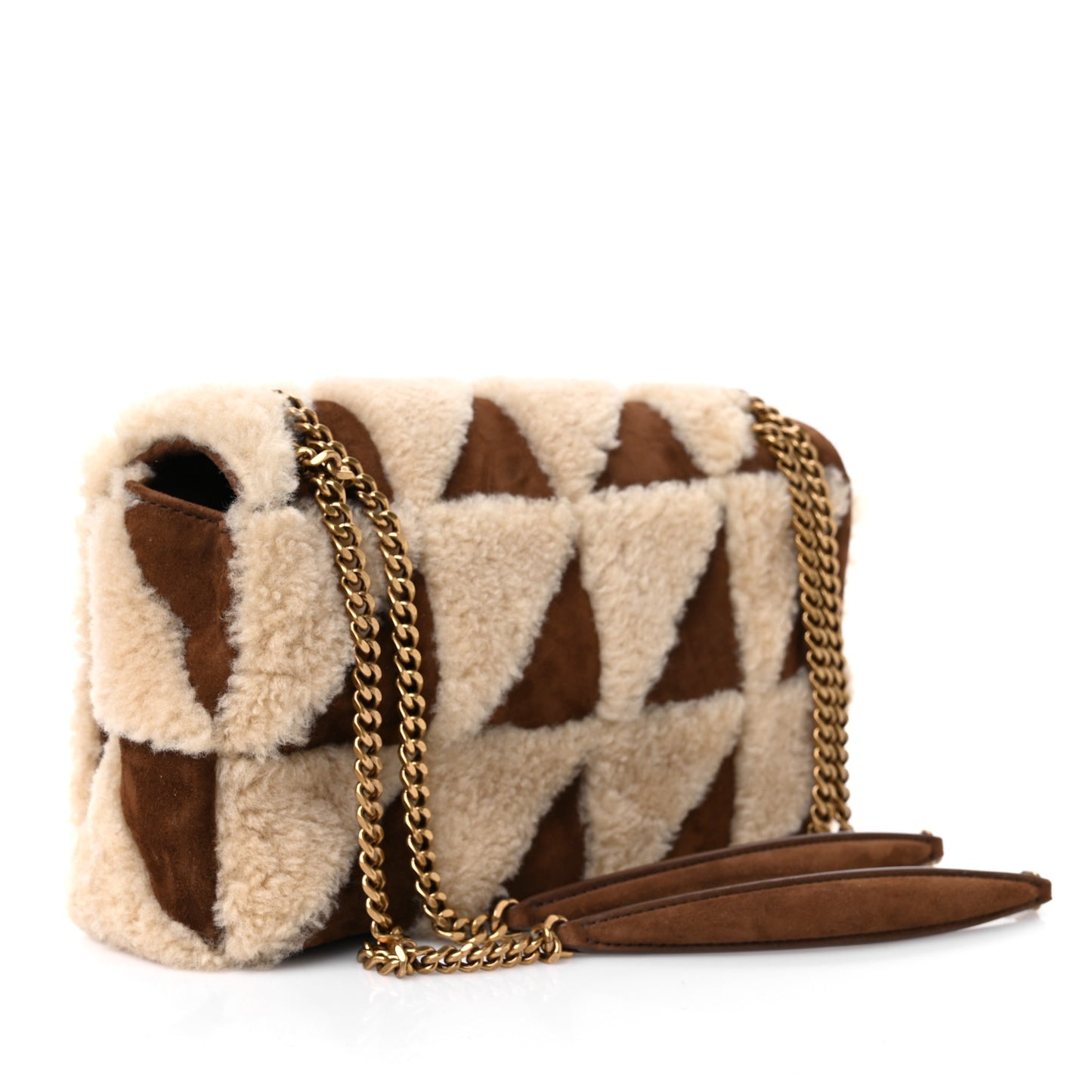 Suede Shearling Patchwork Monogram Medium Jamie Brown Beige