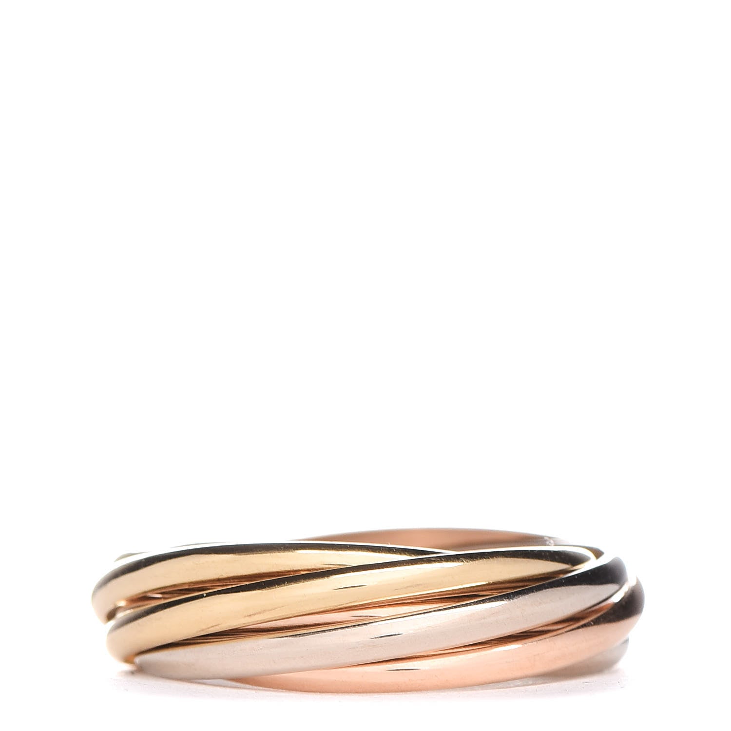 Cartier 18K Pink White Yellow Gold 7 Band Trinity Ring 53 6.25 1 of 9