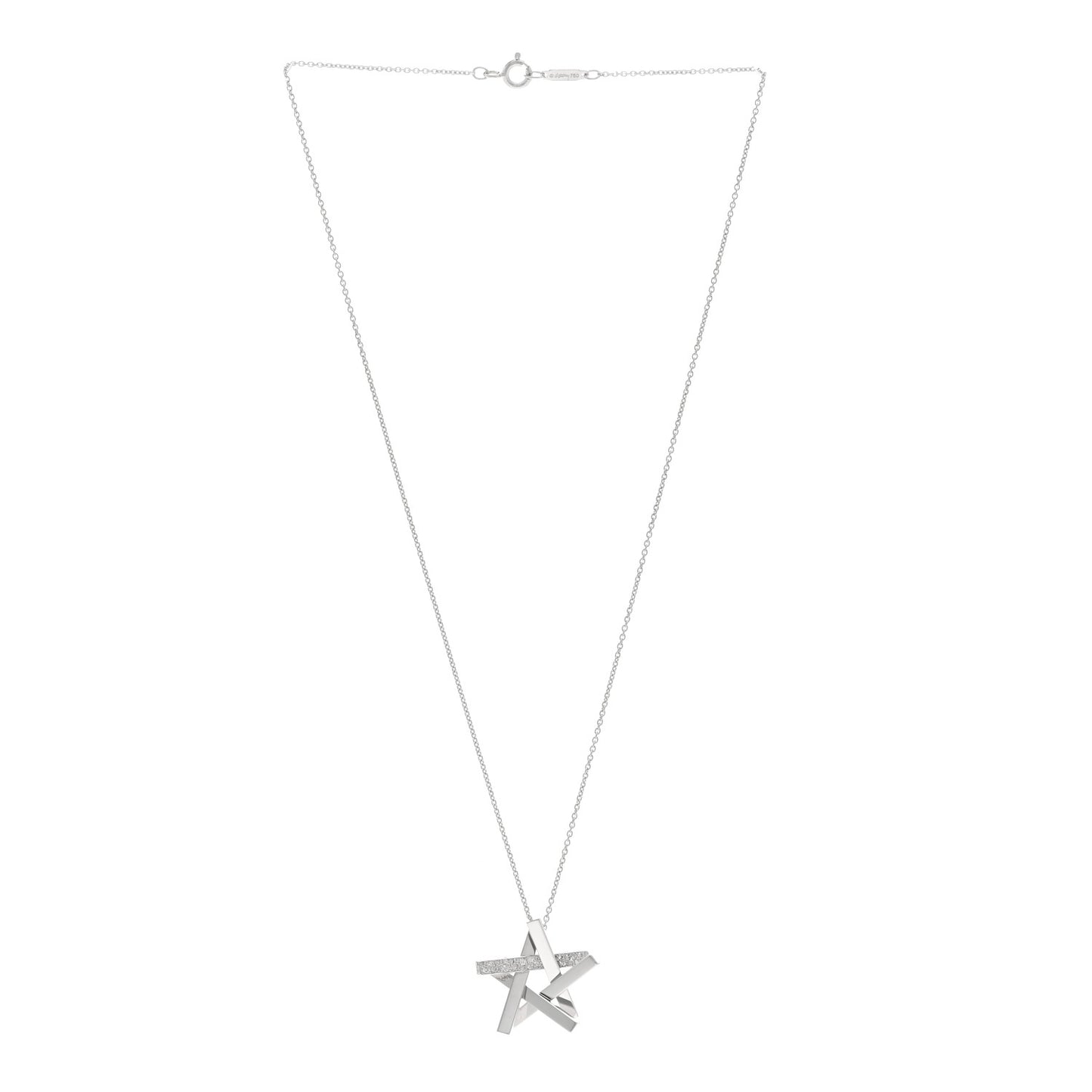 18K White Gold Diamond Frank Gehry Axis Star Pendant Necklace