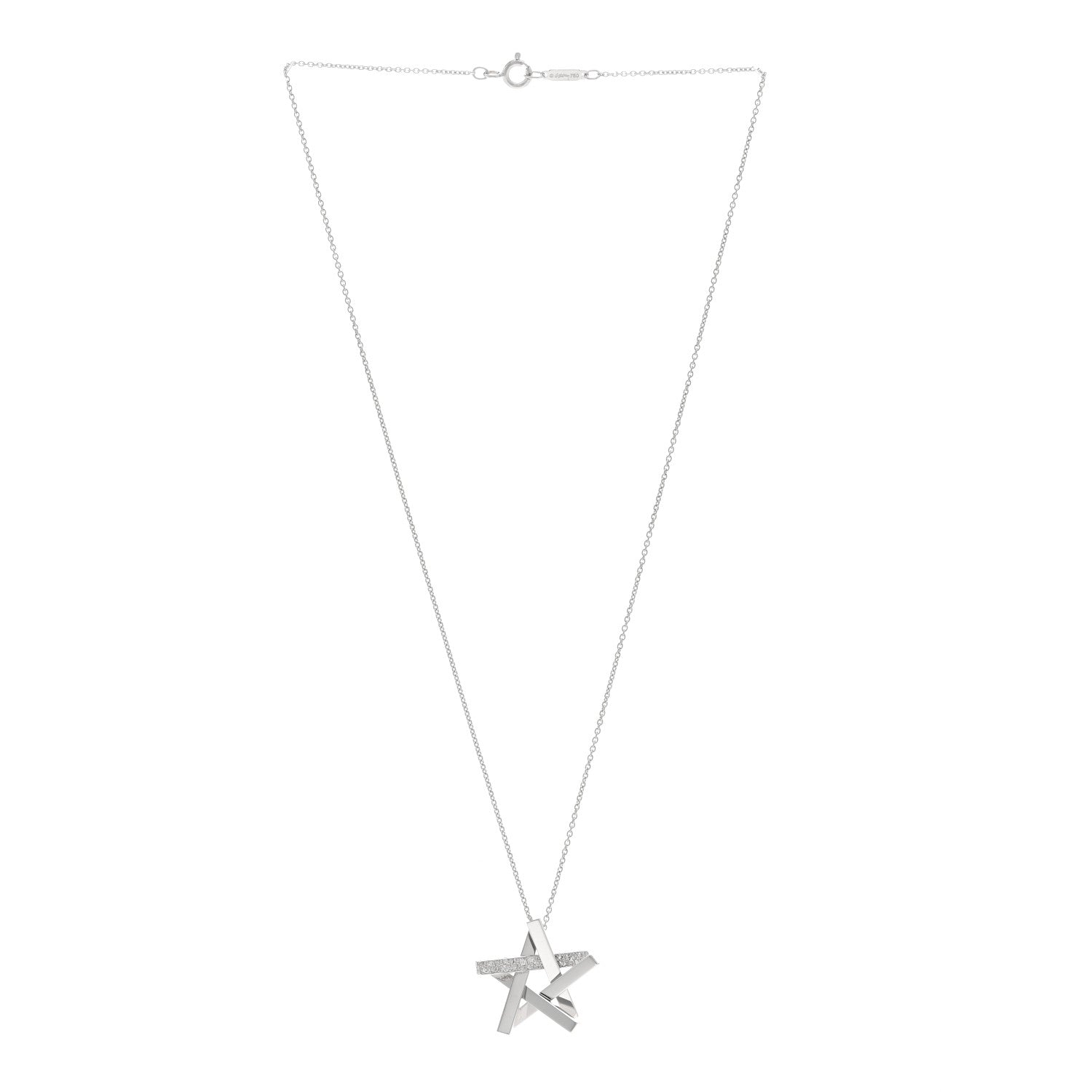 Tiffany 18K White Gold Diamond Frank Gehry Axis Star Pendant Necklace 3 of 5