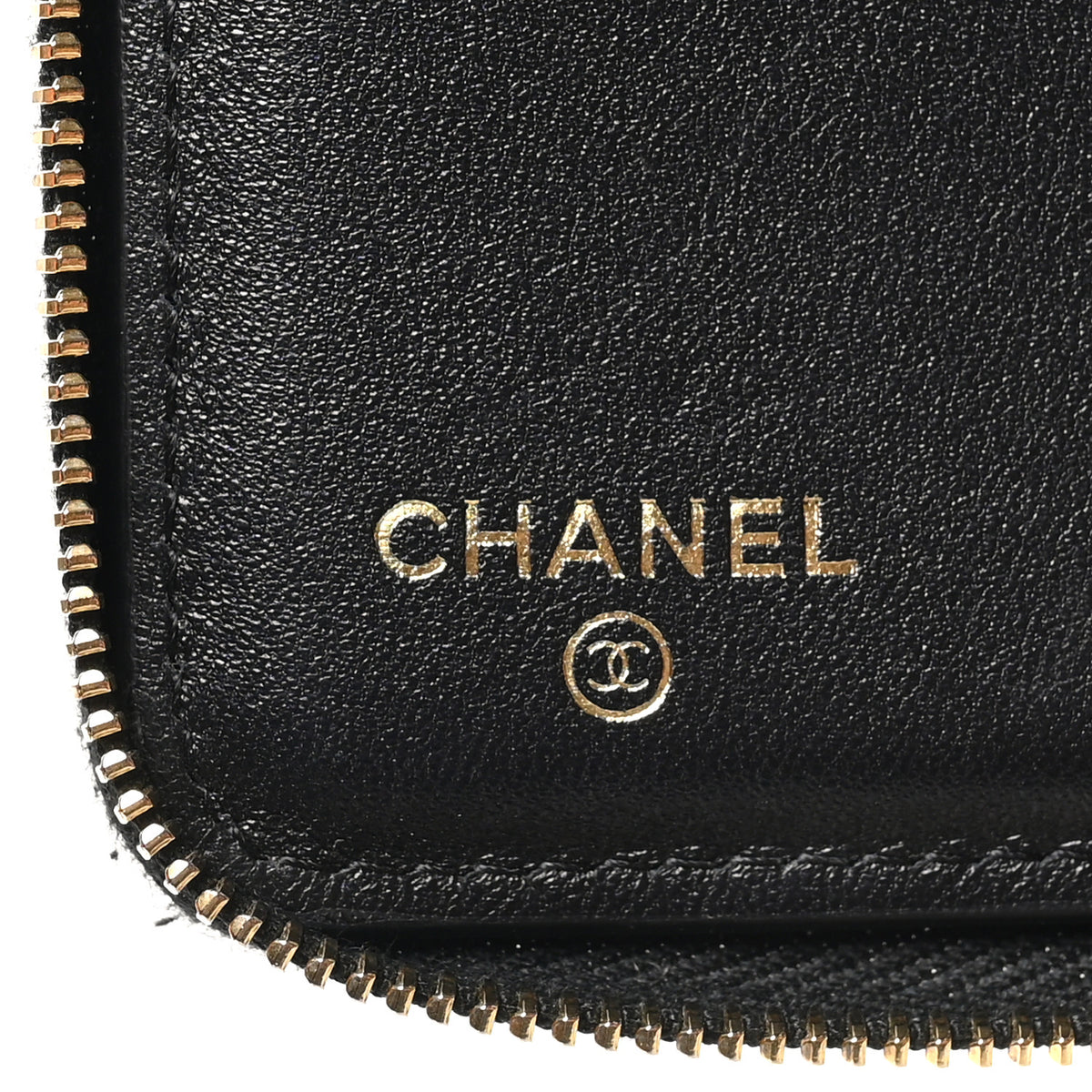 Calfskin Quilted Compact Wallet Black