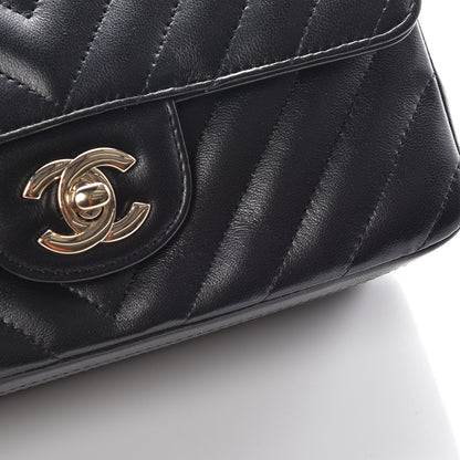 Chanel Lambskin Chevron Quilted Mini Rectangular Flap Black 11 of 17