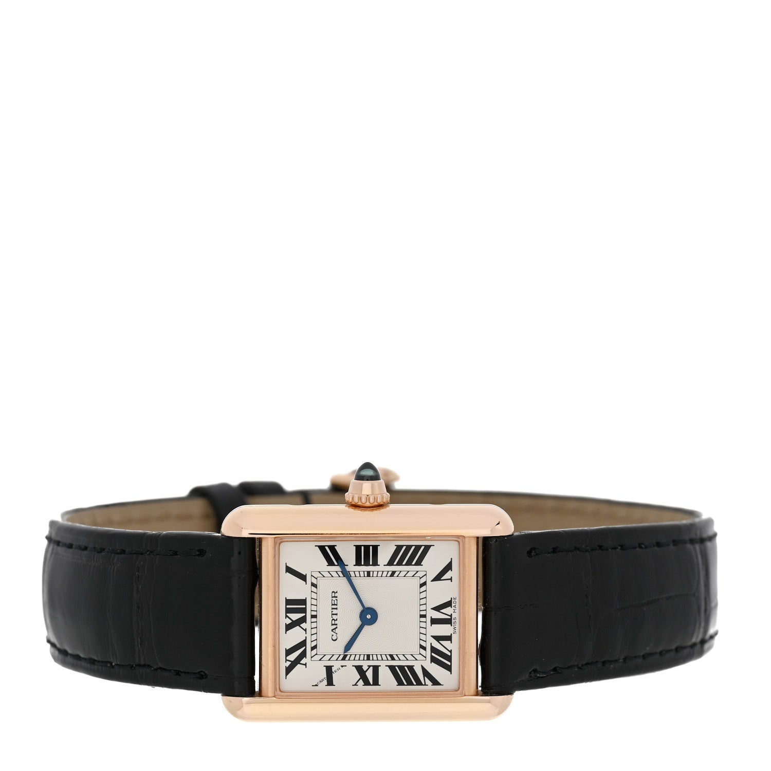 Cartier 18K Pink Gold Alligator 22mm Tank Louis Manual Winding