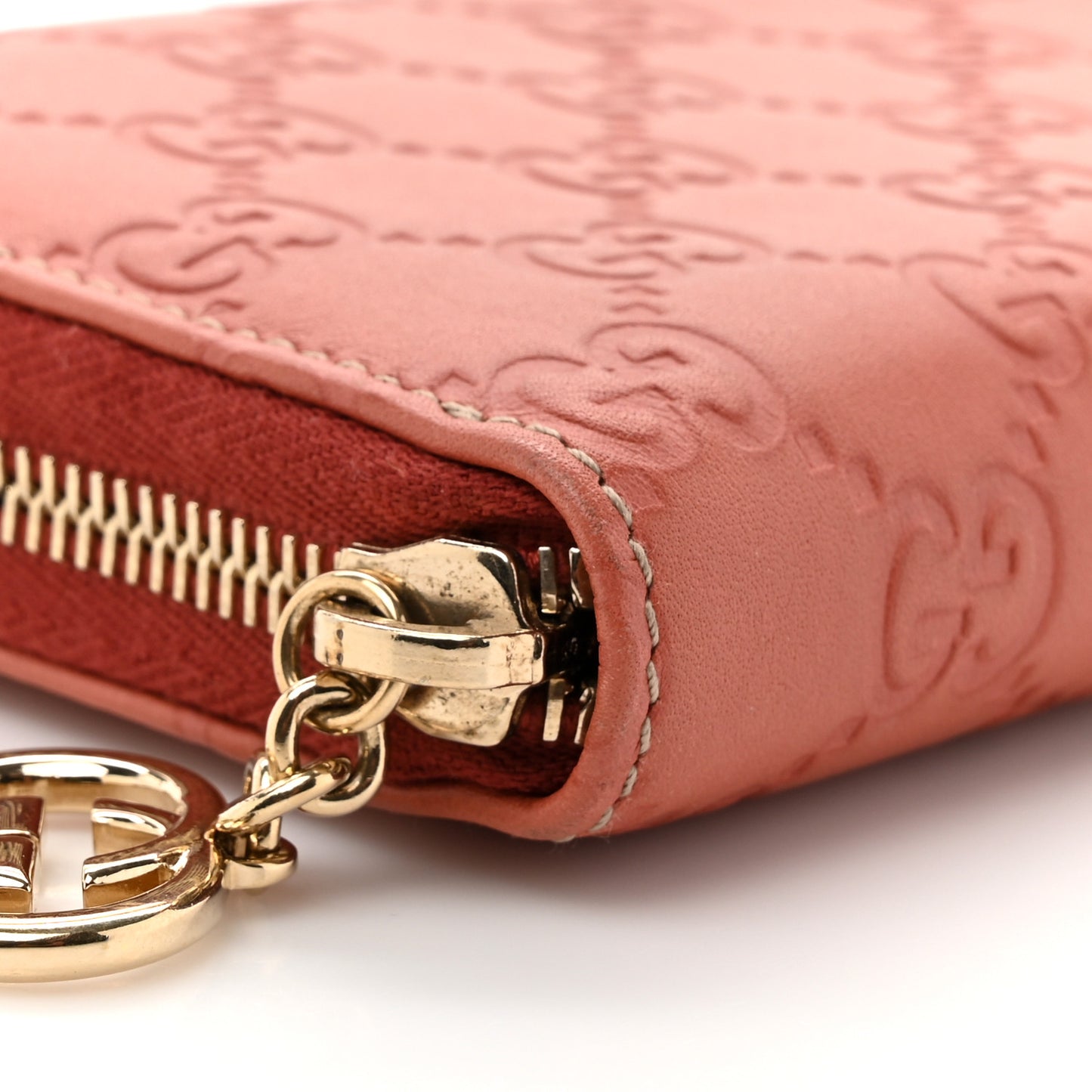 Guccissima GG Pierce Zip Around Wallet Coral
