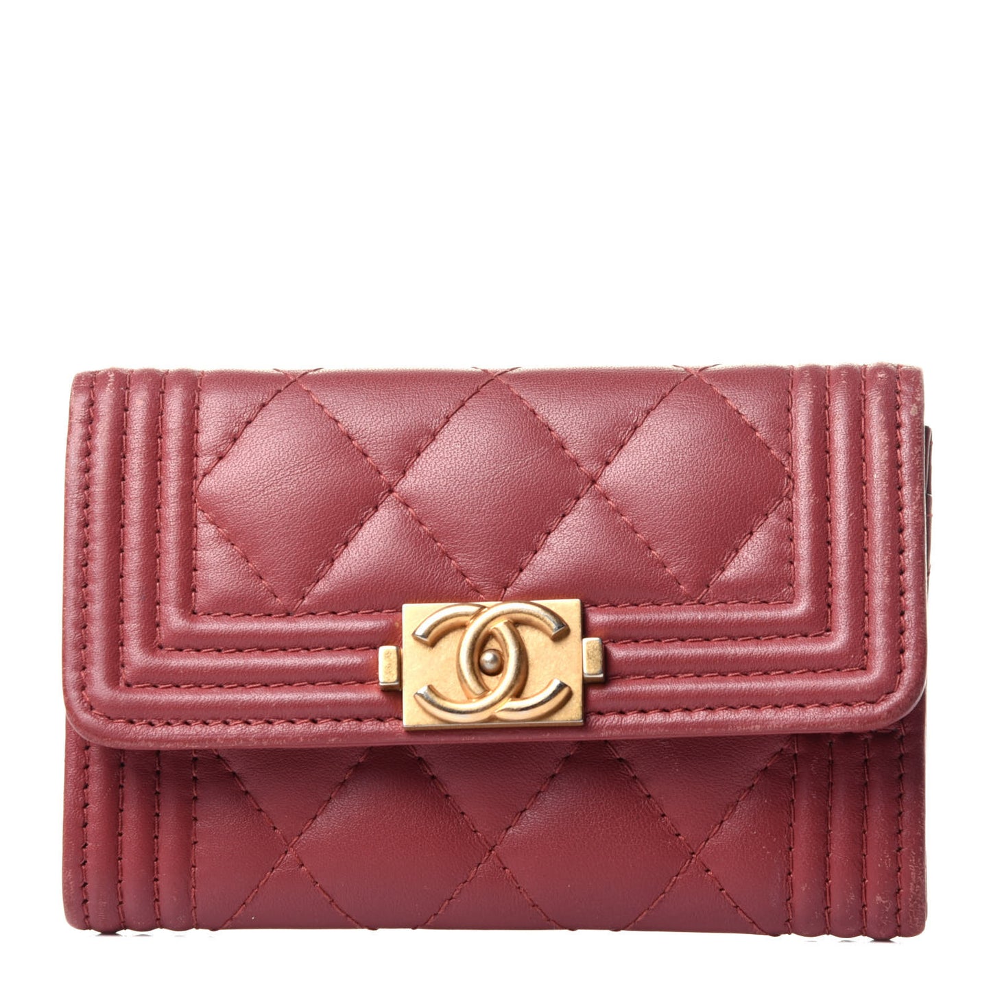 Lambskin Quilted Boy Card Holder Wallet Pink