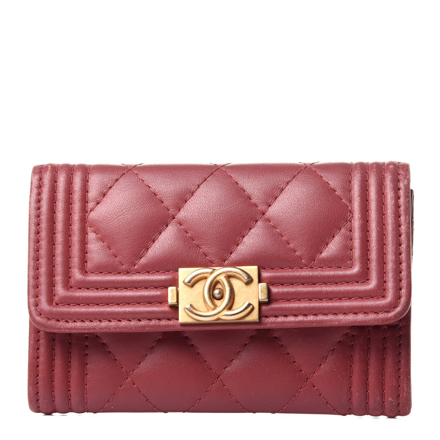 Chanel Lambskin Quilted Boy Card Holder Wallet Pink 1 of 13