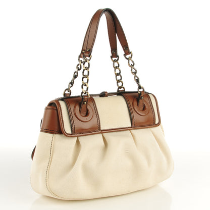 Fendi Toile Calfskin B Bag Beige Tan 3 of 9