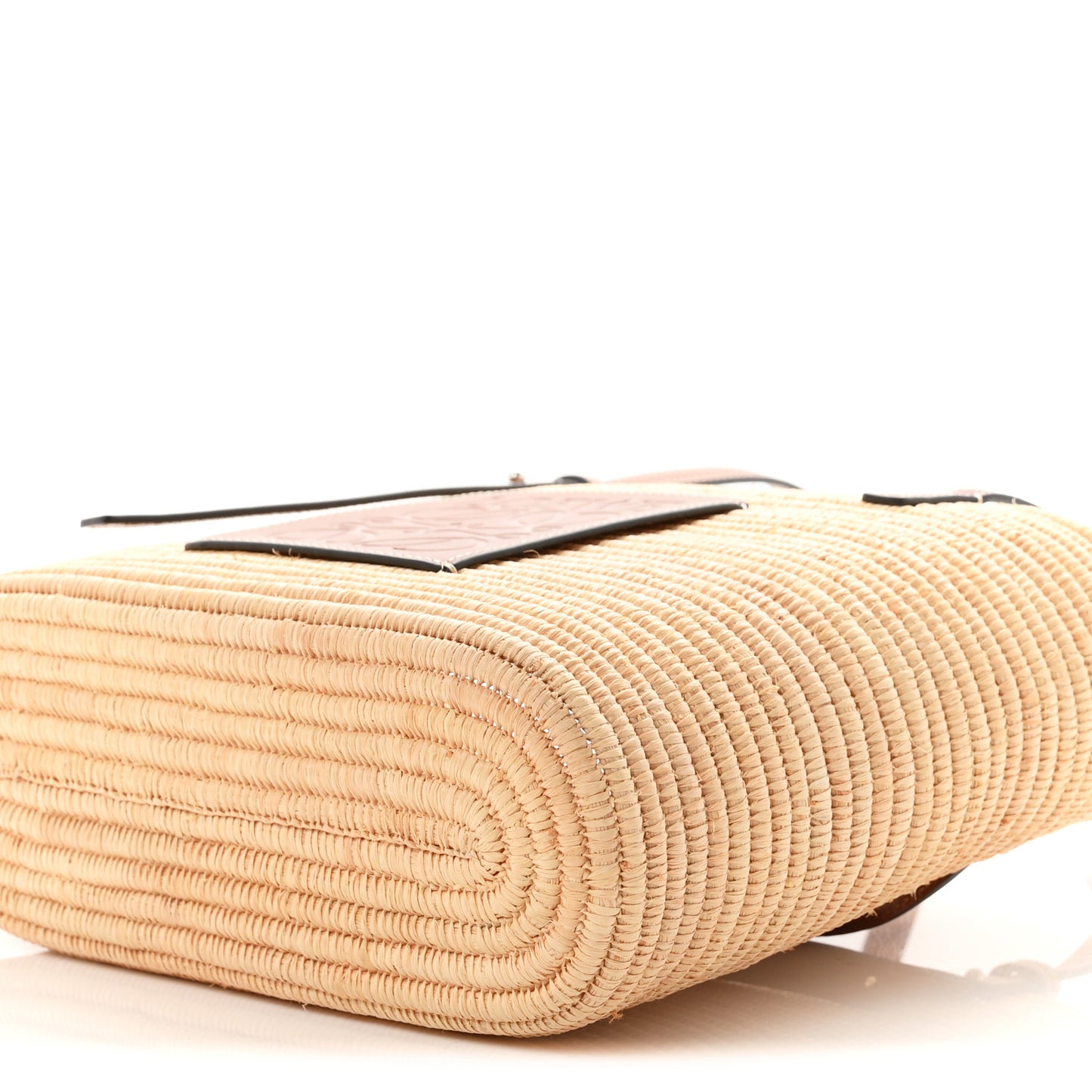 Raffia Small Square Basket Tote Bag Natural Tan