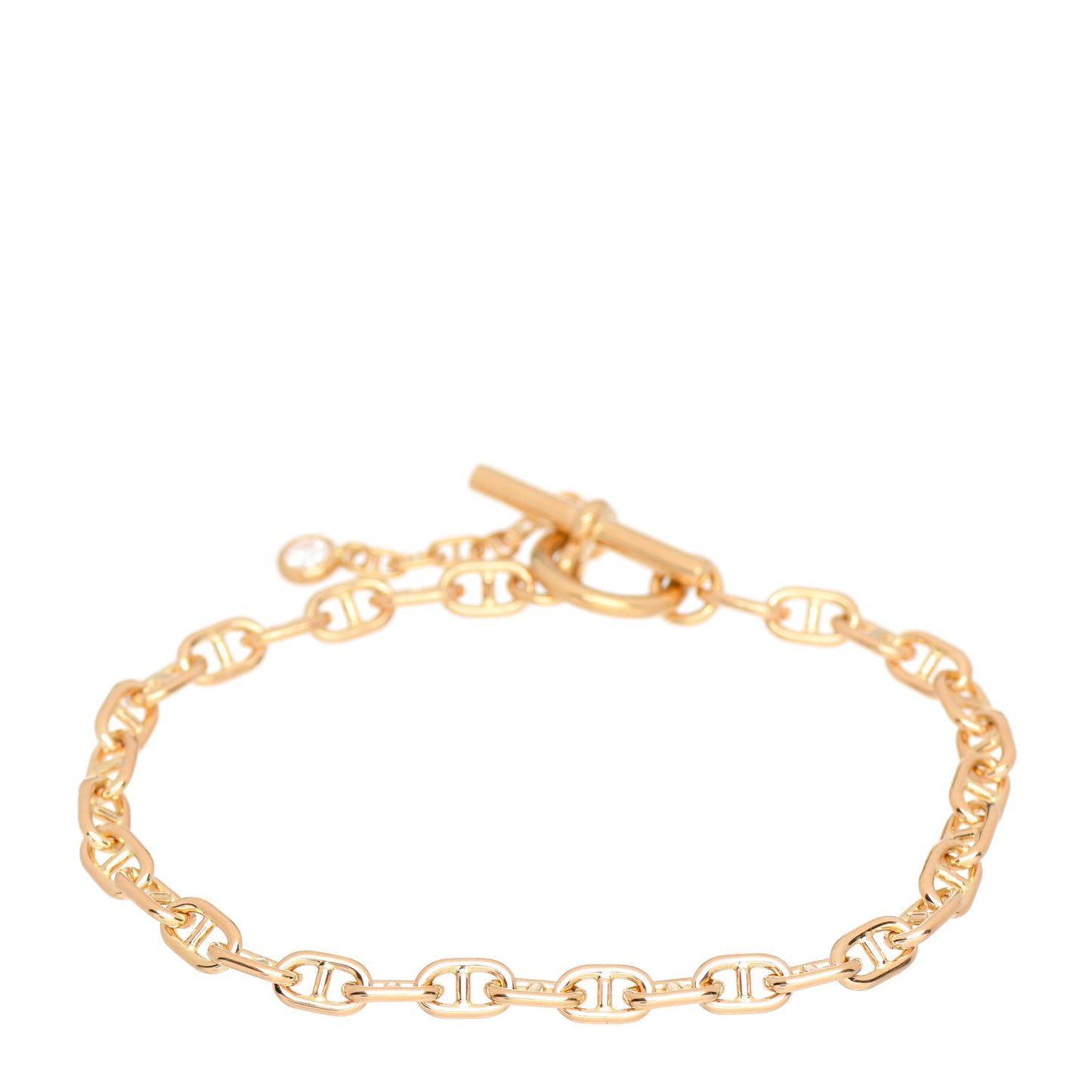 18K Yellow Gold Diamond Chaine d'Ancre Enchainee Bracelet SH