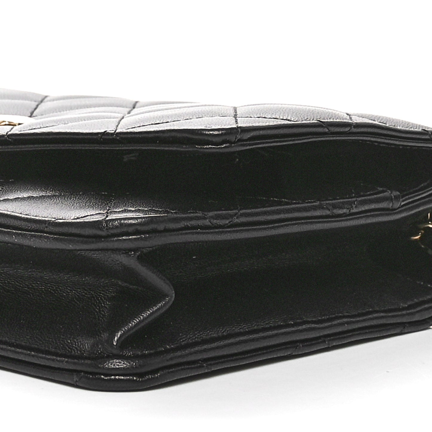 Lambskin Quilted Trendy CC Wallet On Chain WOC Black