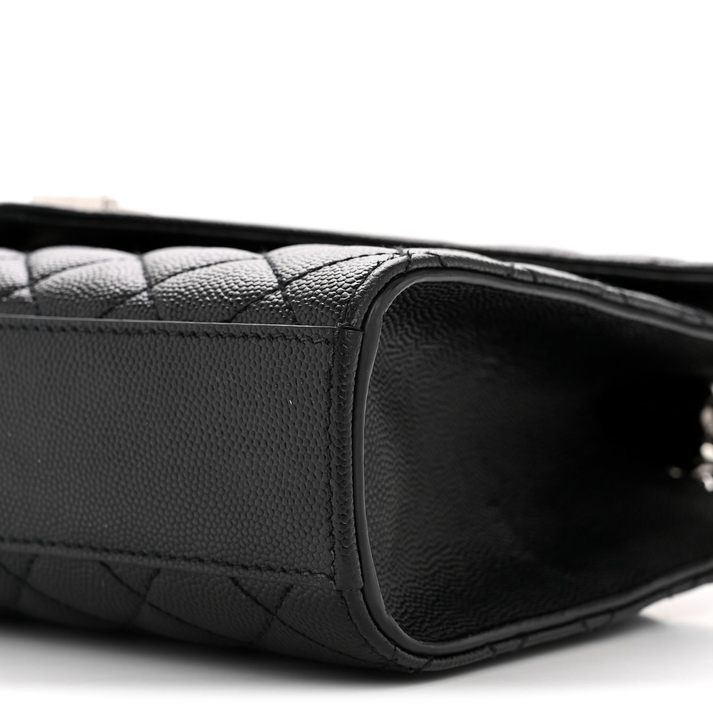 Grain De Poudre Textured Mixed Matelasse Triquilt Medium Monogram Satchel Black