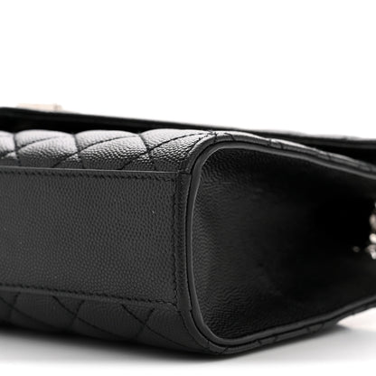 Saint Laurent Grain De Poudre Textured Mixed Matelasse Triquilt Medium Monogram Satchel Black 10 of 12