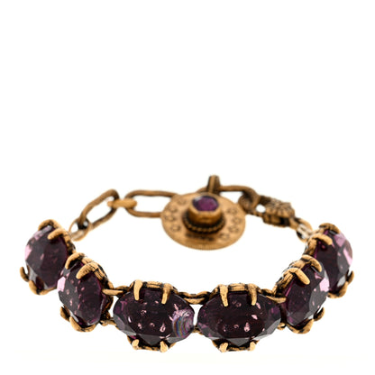 Gucci Crystal Metal Coin Bracelet Aged Gold Purple 1 of 3