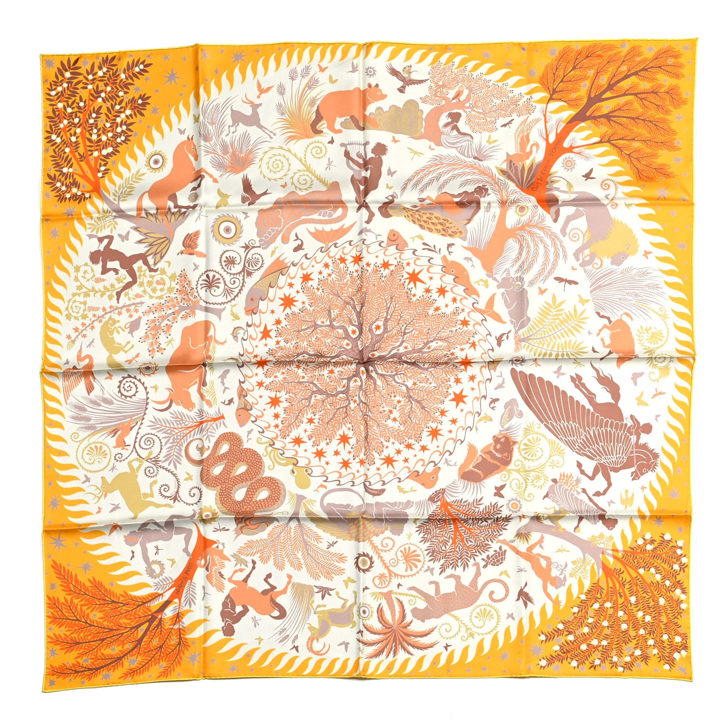 Silk La Charme D Orphee Scarf 90 Bouton D'or Creme