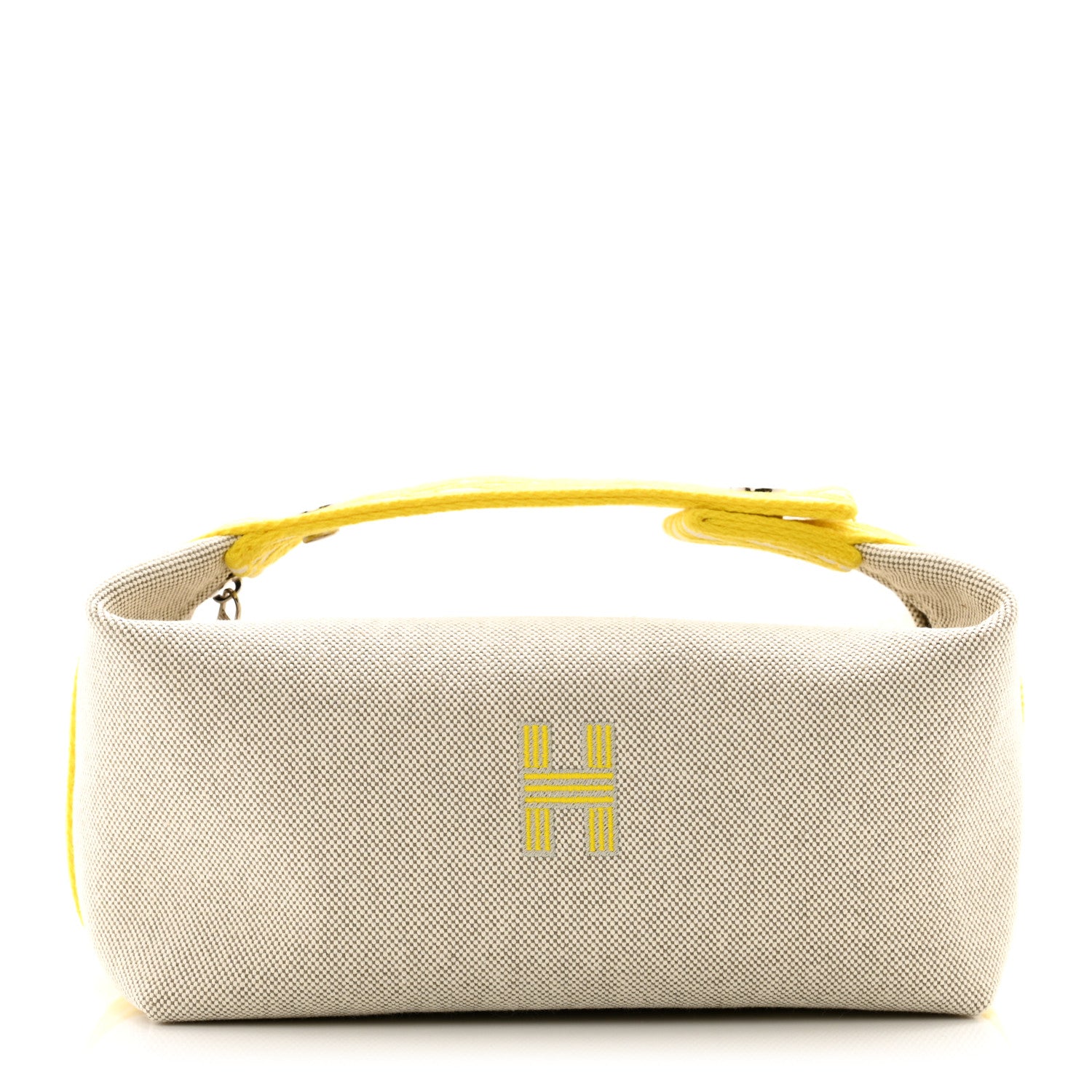 Hermes Canvas Small Bride-A-Brac Pouch Natural Jaune Citron 1 of 6