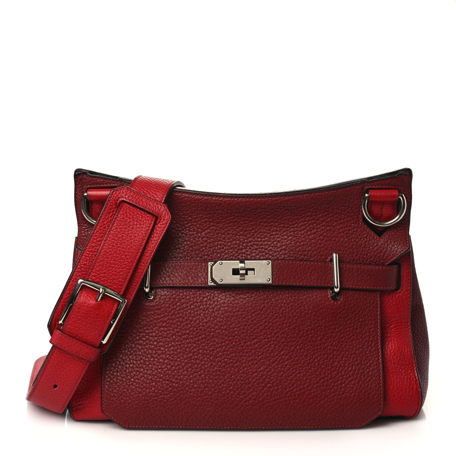 Hermes Taurillon Clemence Bi-Color Jypsiere 31 Rouge H Rouge Casaque 1 of 9