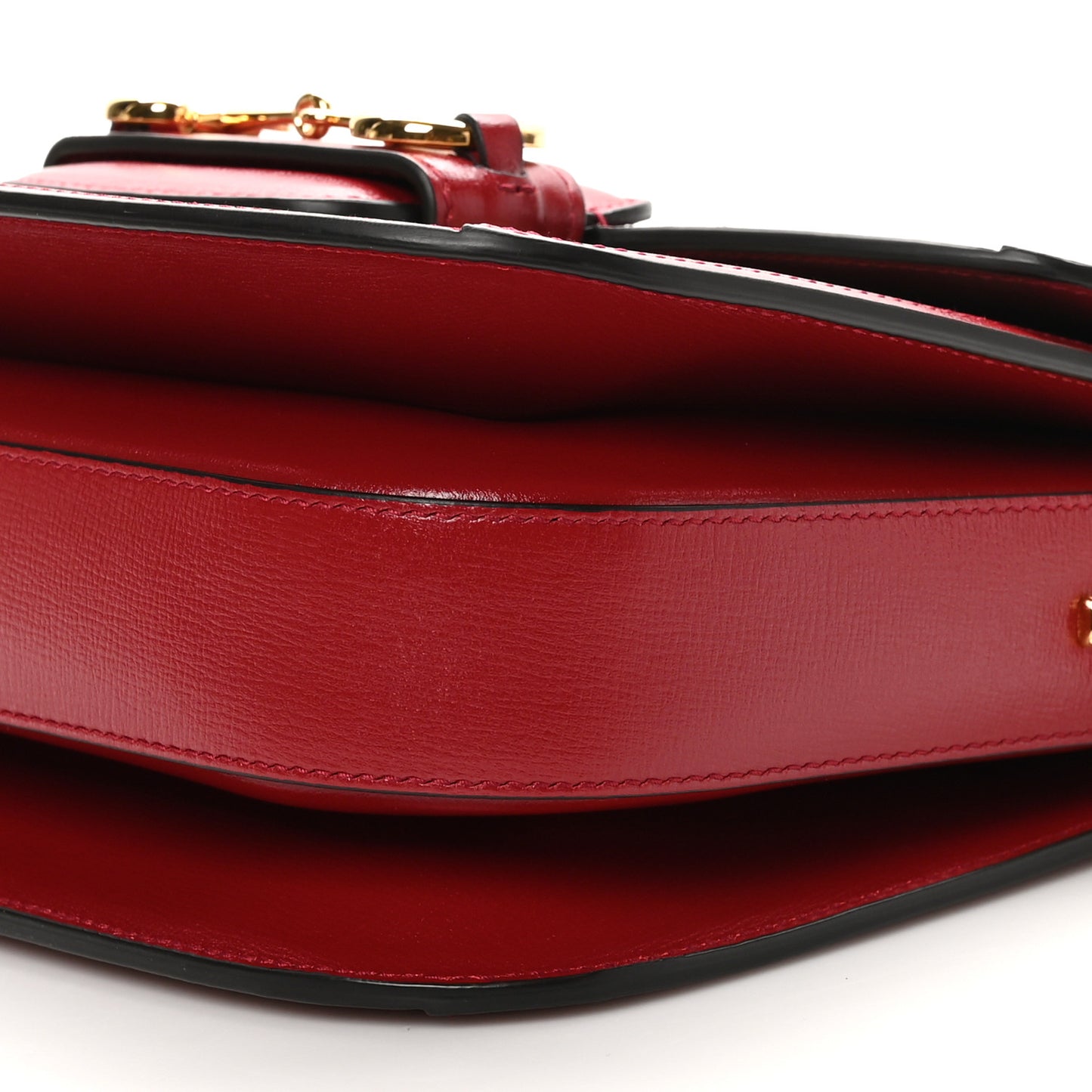 GG Supreme Monogram Azalea Calfskin Horsebit 1955 Shoulder Bag Beige Ebony New Cherry Red