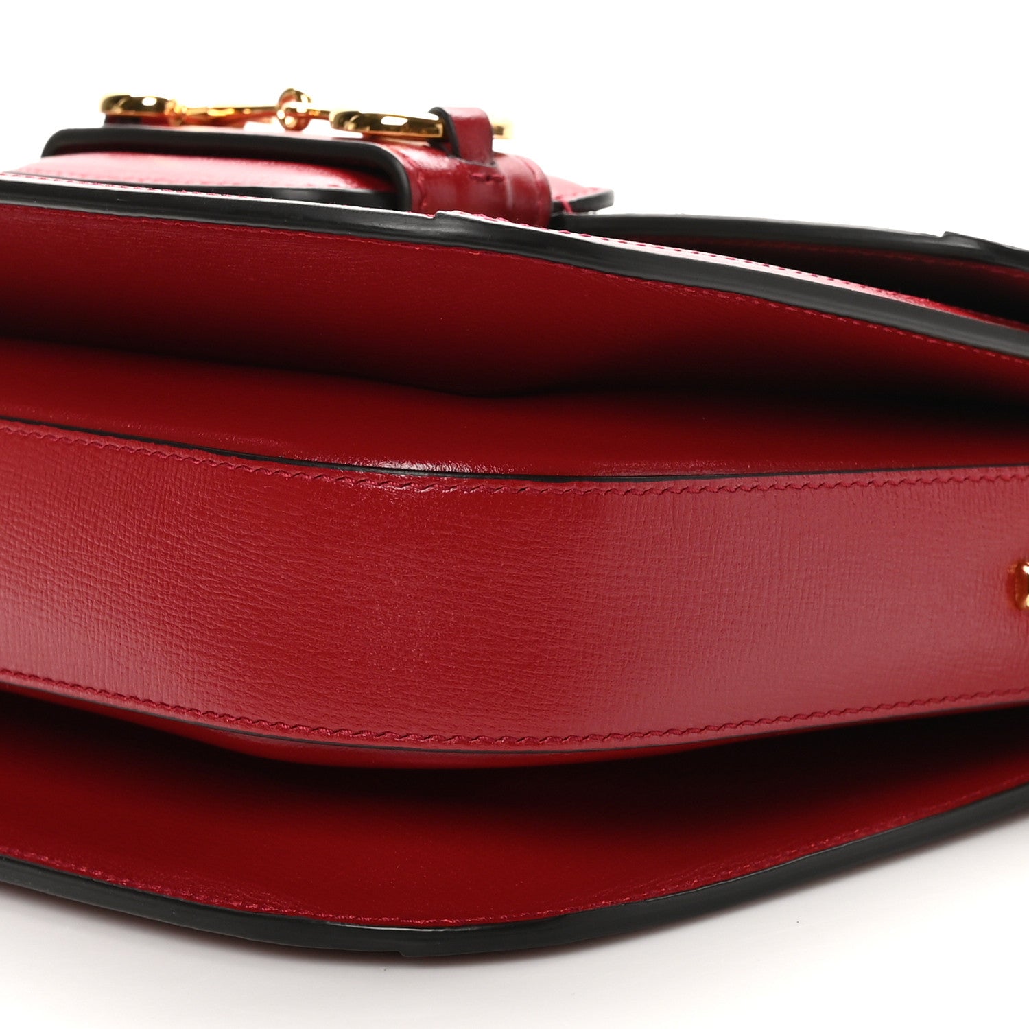 Gucci GG Supreme Monogram Azalea Calfskin Horsebit 1955 Shoulder Bag Beige Ebony New Cherry Red 10 of 10
