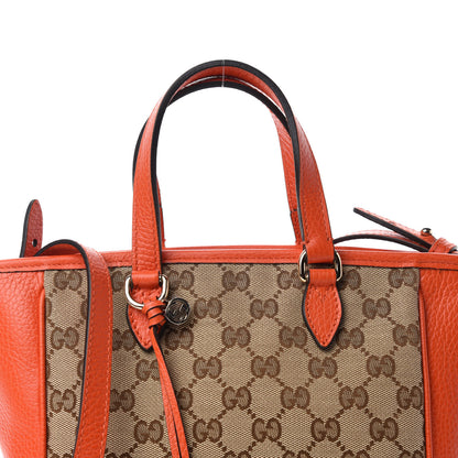 Gucci Monogram Dollar Calfskin Small Bree Tote Beige Ebony Sun Orange 10 of 10