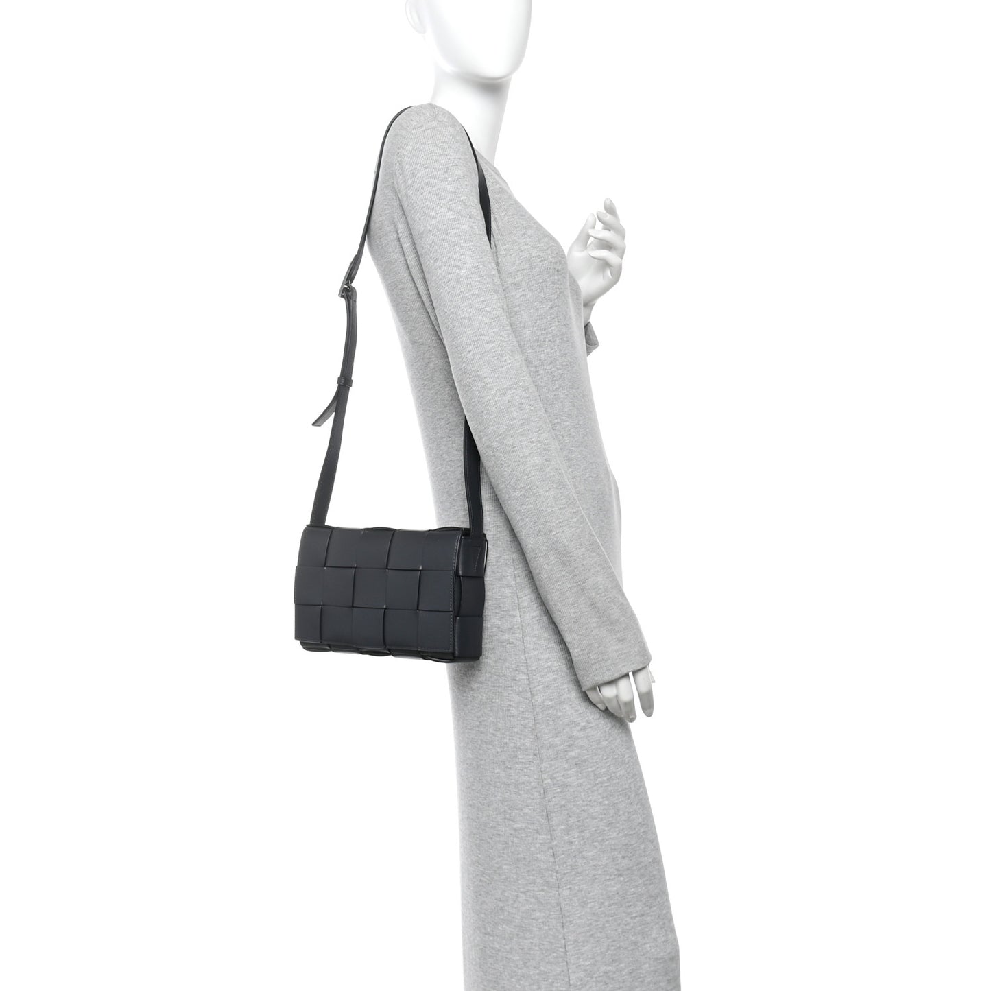 Lambskin Maxi Intreccio Small Cassette Crossbody Bag Ardoise Glacier