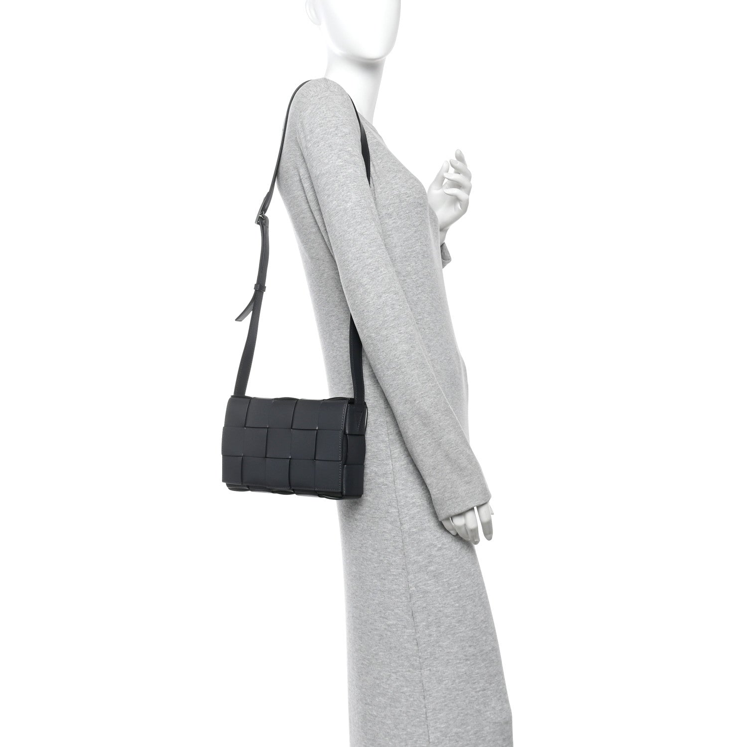 Bottega Veneta Lambskin Maxi Intreccio Small Cassette Crossbody Bag Ardoise Glacier 2 of 9