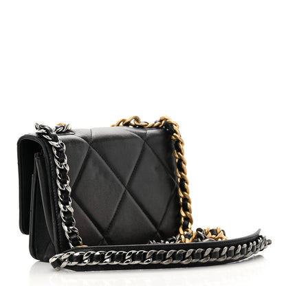 Chanel Shiny Goatskin Quilted Chanel 19 Wallet On Chain WOC Black 3 of 23