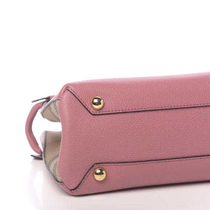 Burberry Grainy Calfskin House Check Small Banner Tote Mauve Pink 8 of 11