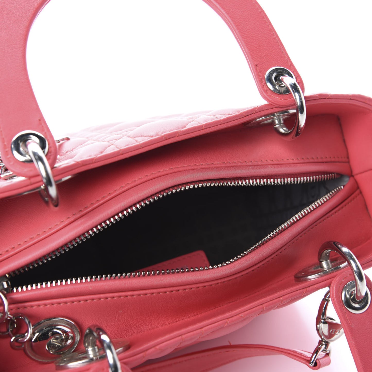 Lambskin Cannage Medium Lady Dior Coral