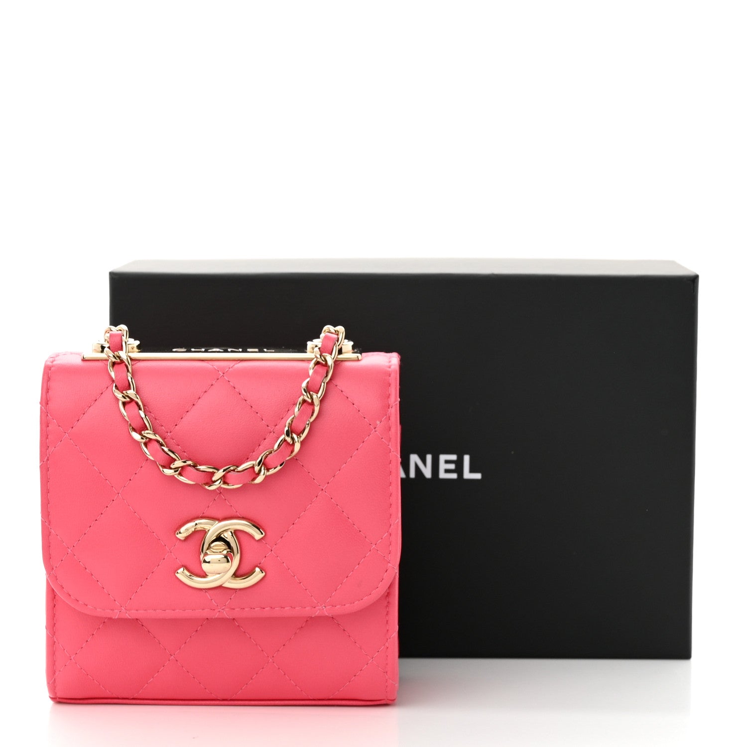 Chanel Lambskin Quilted Mini Trendy CC Chain Wallet Pink 3 of 11