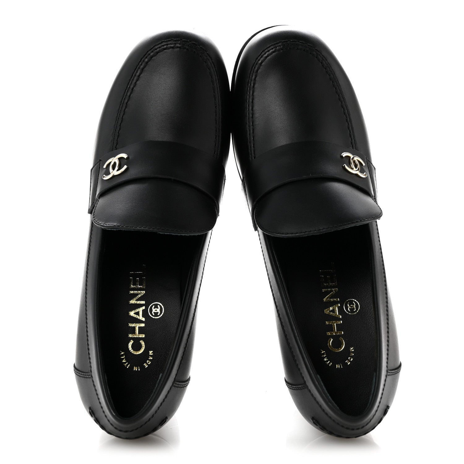 Chanel Calfskin CC Loafer Pumps 38 Black 2 of 10
