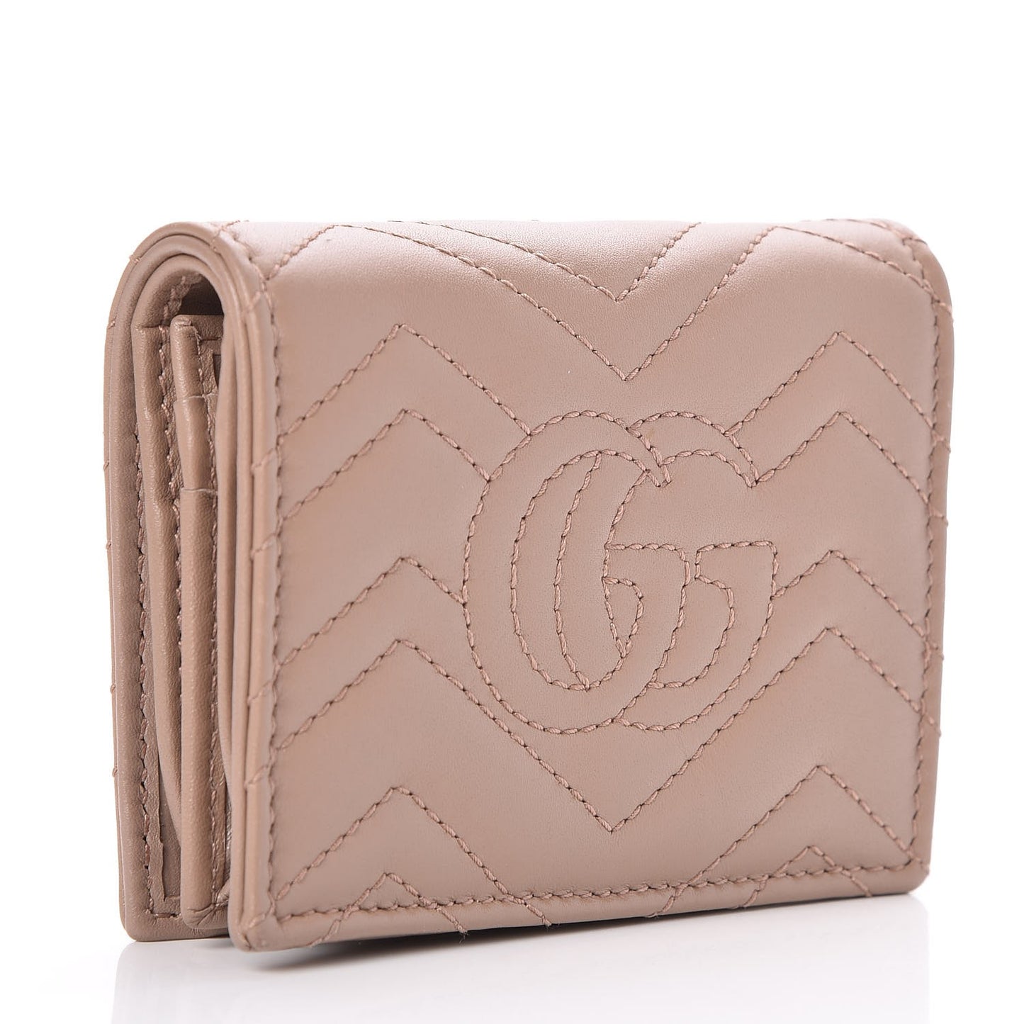 Calfskin Matelasse GG Marmont Card Case Wallet Porcelain Rose