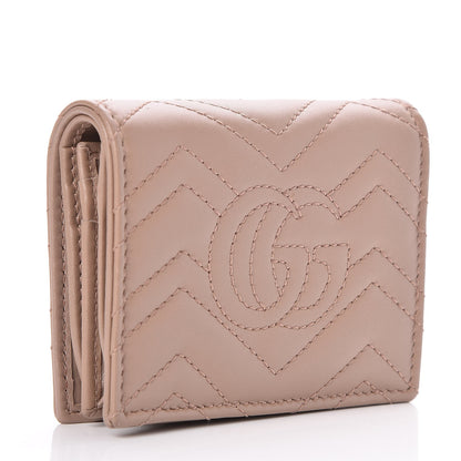 Gucci Calfskin Matelasse GG Marmont Card Case Wallet Porcelain Rose 3 of 8