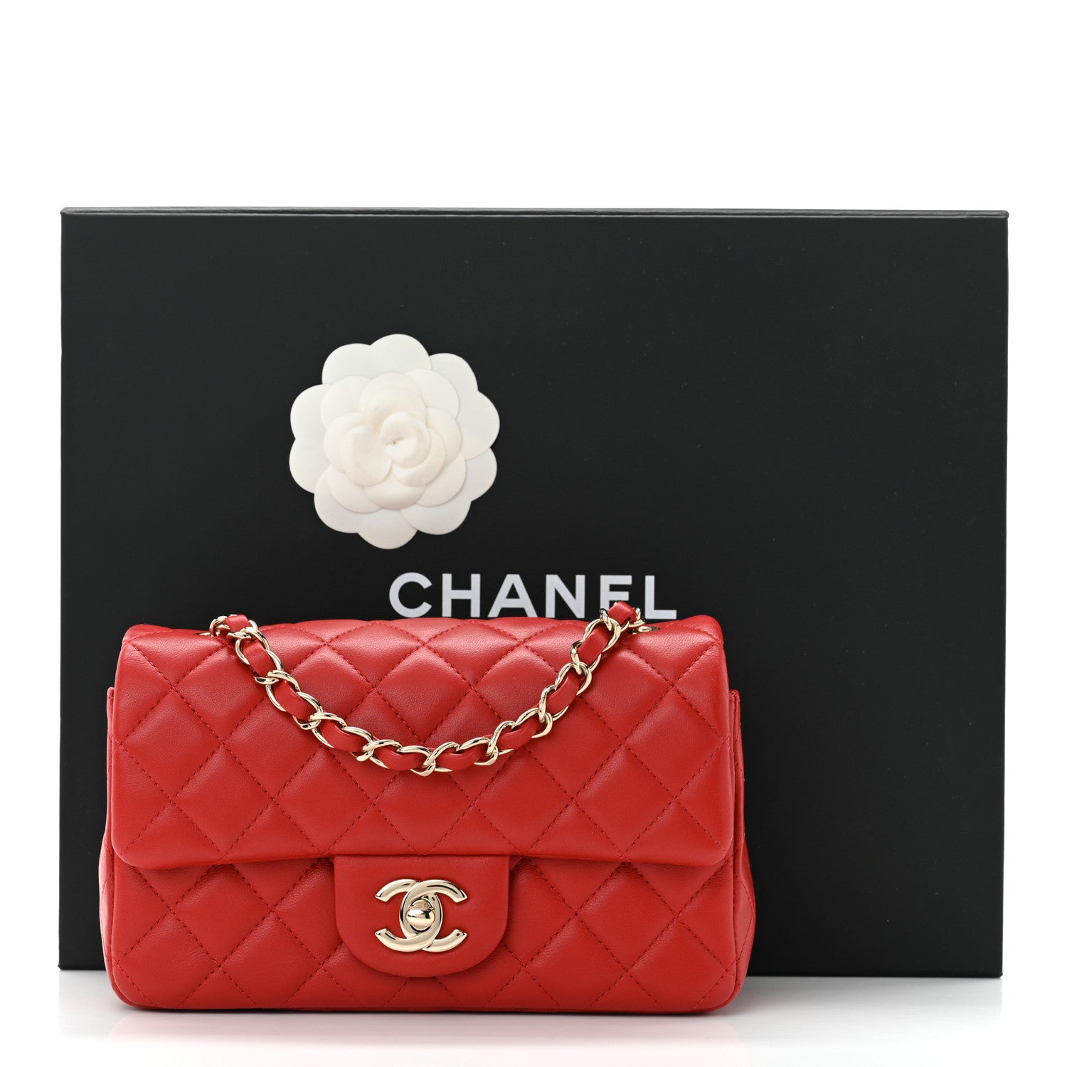 Chanel Lambskin Quilted Mini Rectangular Flap Red 11 of 11