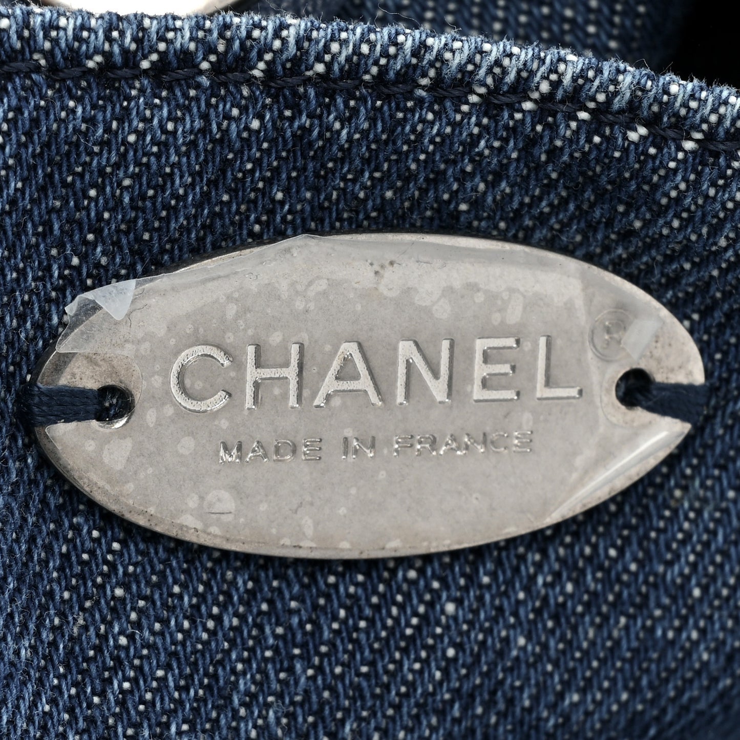 Denim Stitched Coco Beach Shopping Tote Blue