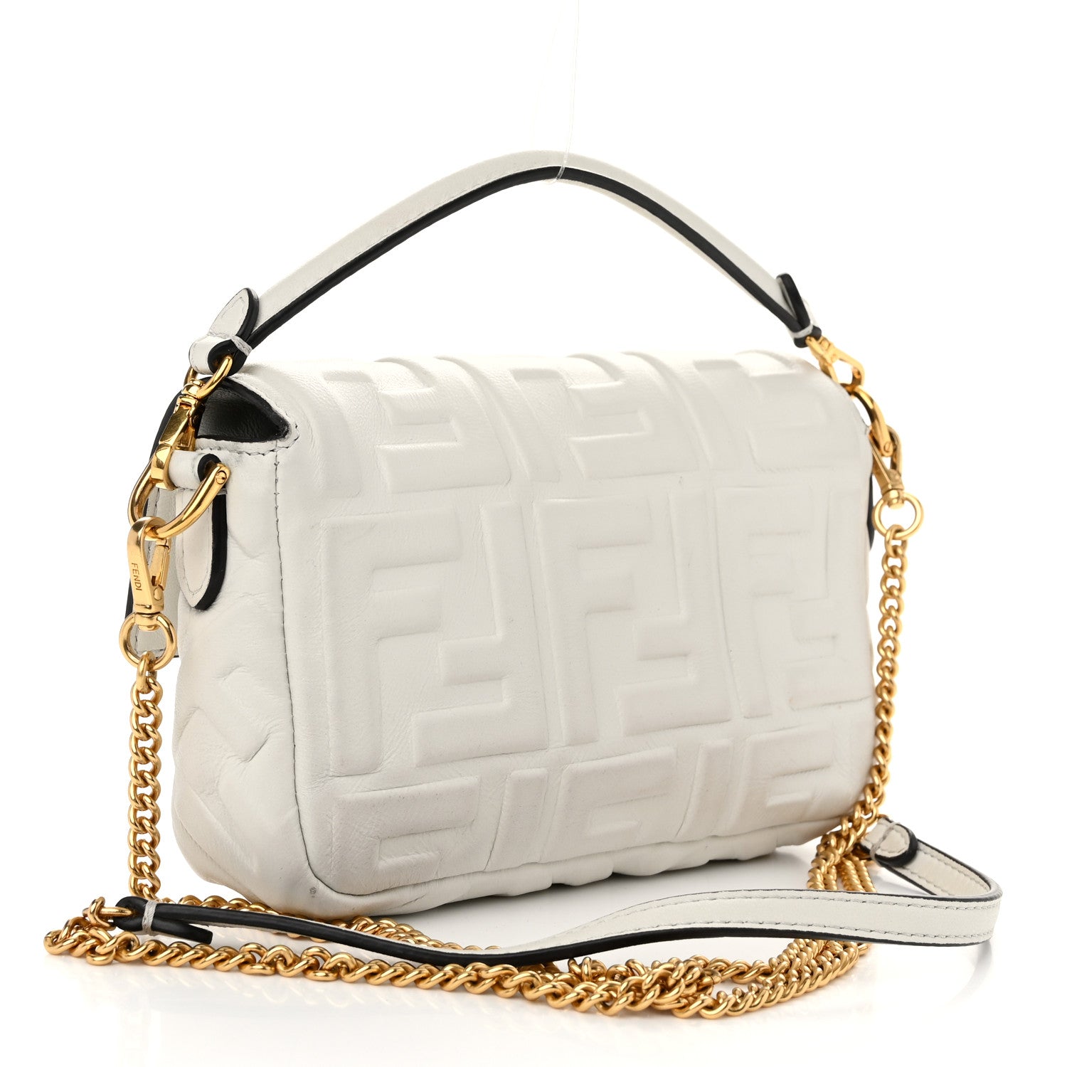Fendi Nappa FF 1974 Embossed Mini Baguette White 3 of 10
