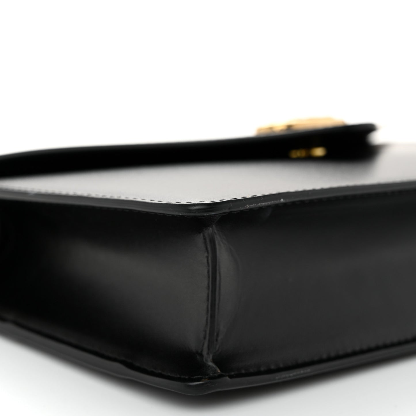 Shiny Calfskin Triomphe Maillon Wallet on Chain Black