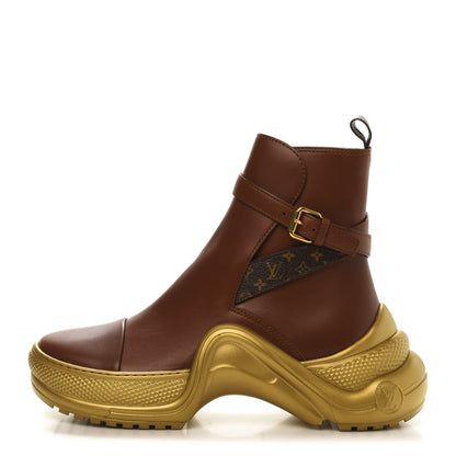 Louis Vuitton Calfskin LV Archlight Ankle Boots 37.5 Cognac Brown 1 of 9
