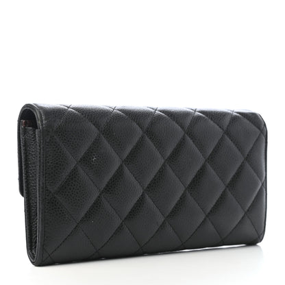 Chanel Caviar Quilted Large Gusset Flap Wallet Black 3 of 8