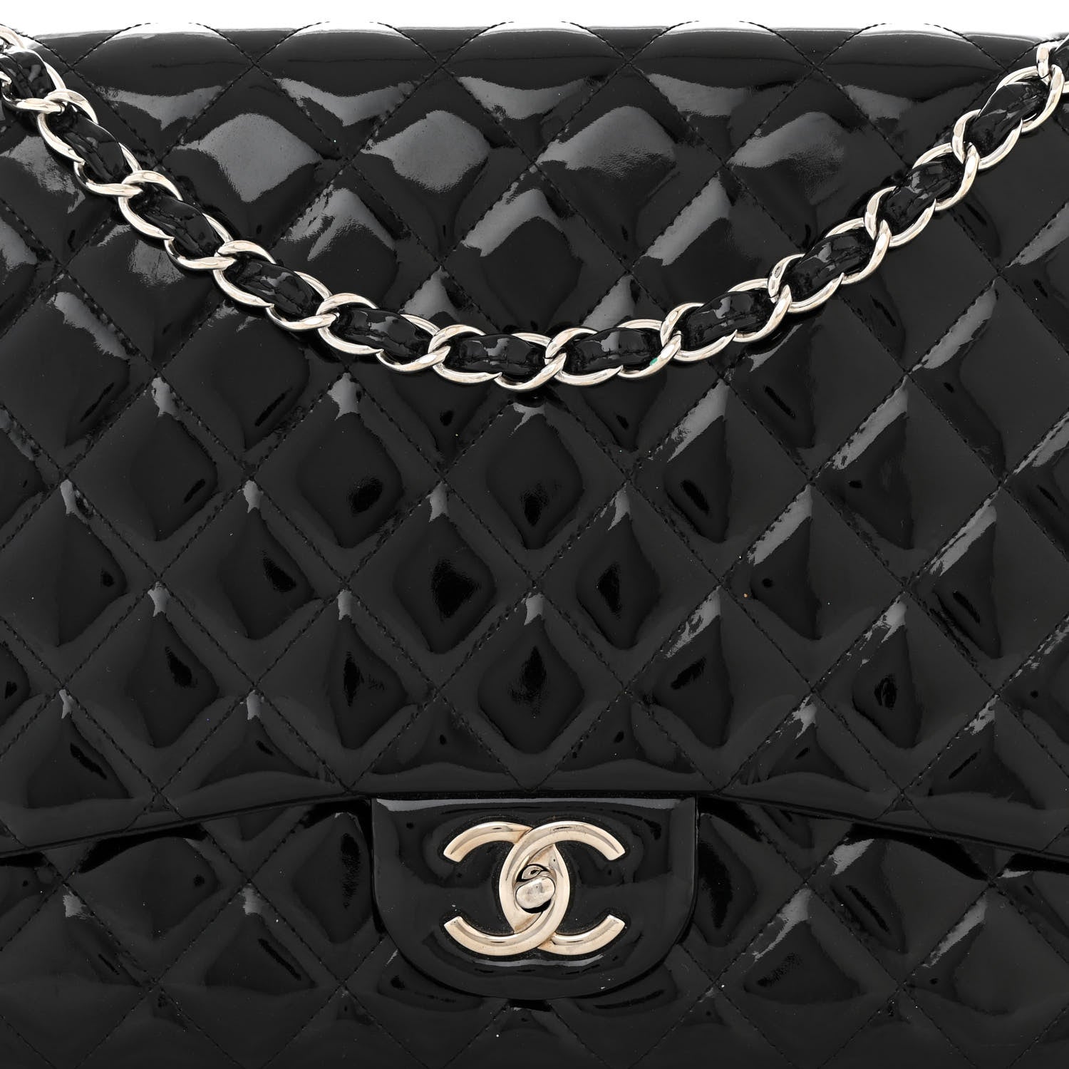Chanel Patent Quilted Maxi Double Flap Black 8 of 14
