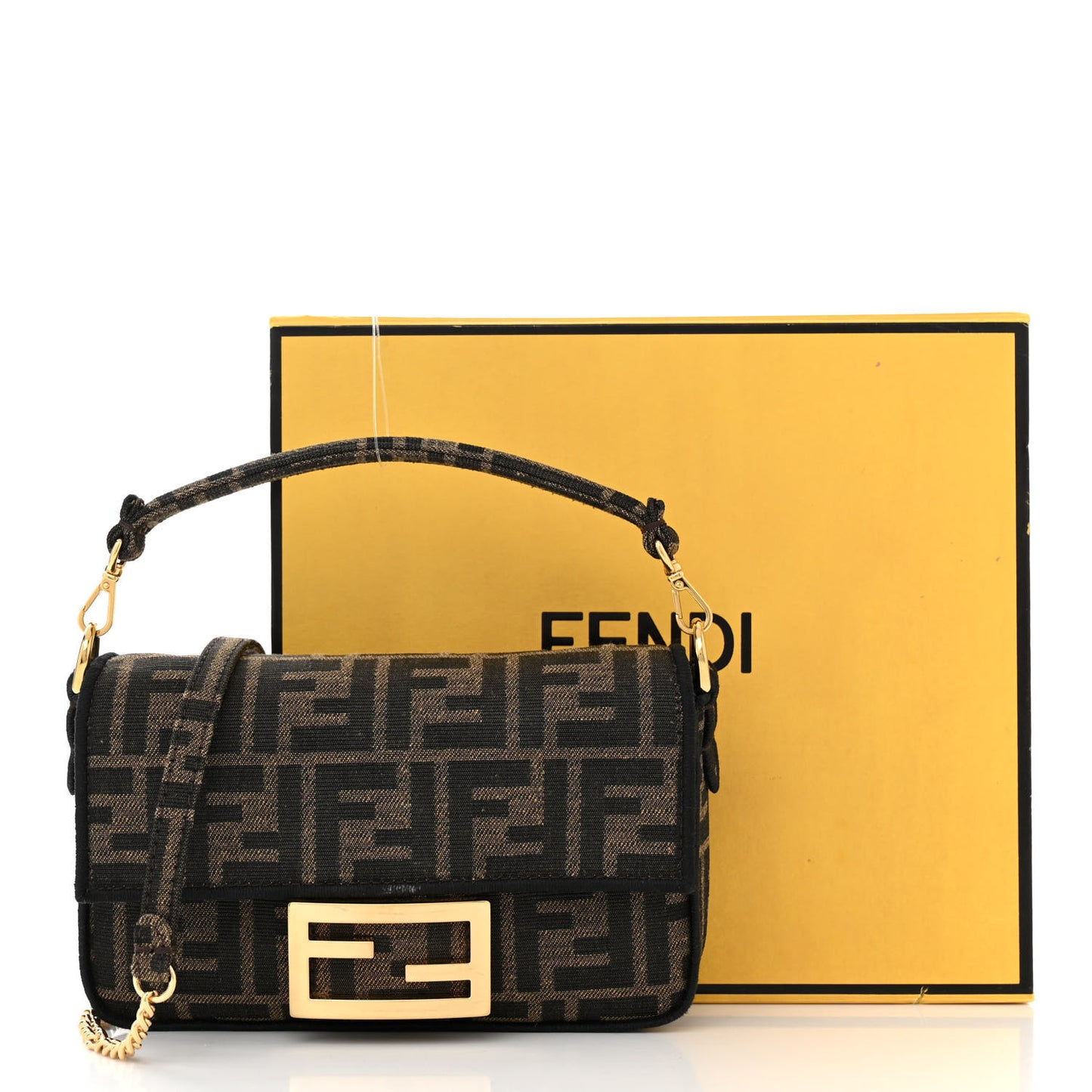 Fabric Jacquard FF 1974 Mini Baguette Tobacco Moro Black