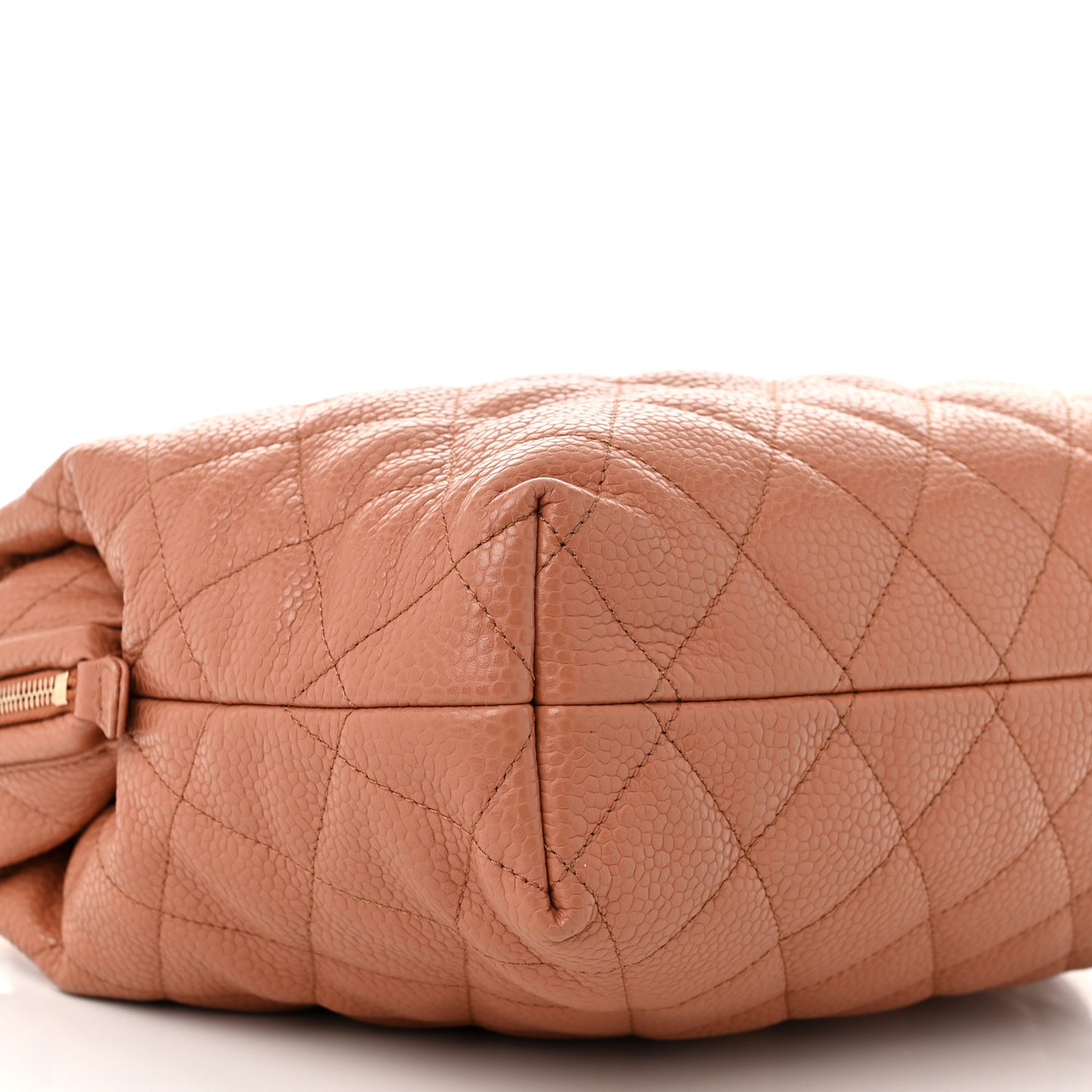 Shiny Caviar Quilted Large Bowling Bag Brown