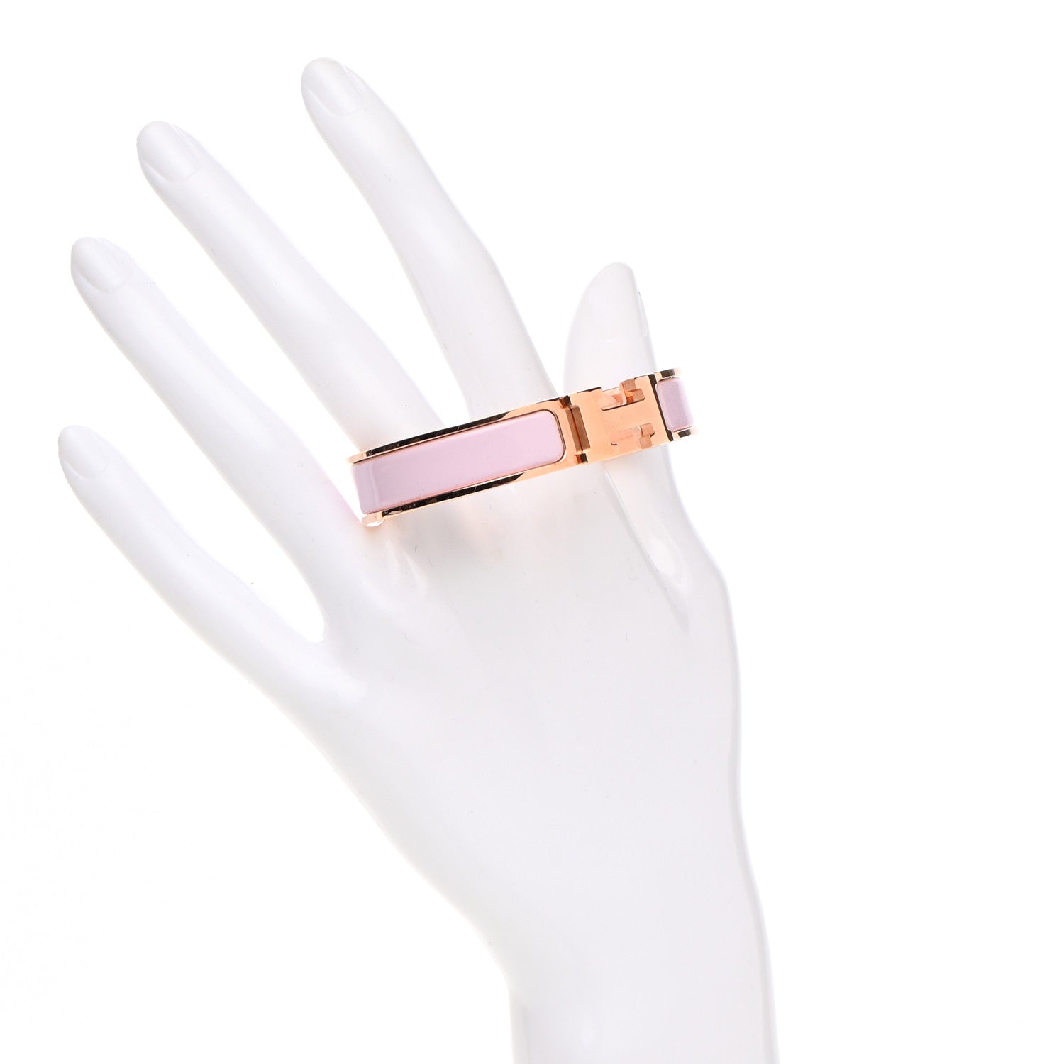 Hermes Enamel Narrow Clic Clac H Bracelet PM Rose Dragee 2 of 5