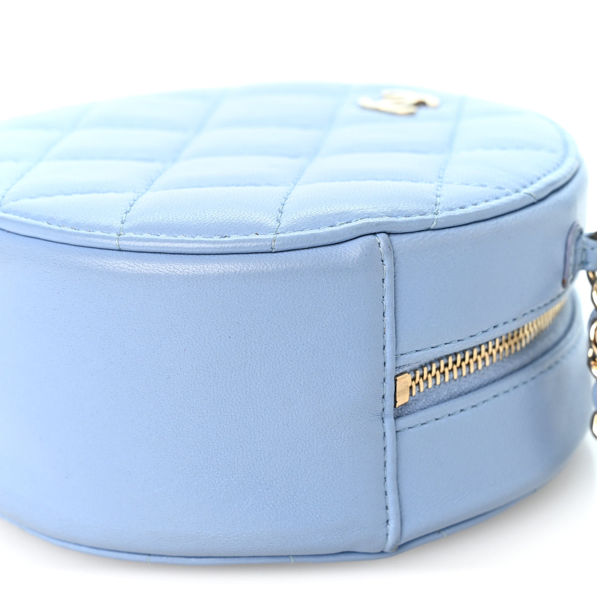 Chanel Lambskin Quilted Round Clutch With Chain Light Blue 10 of 11