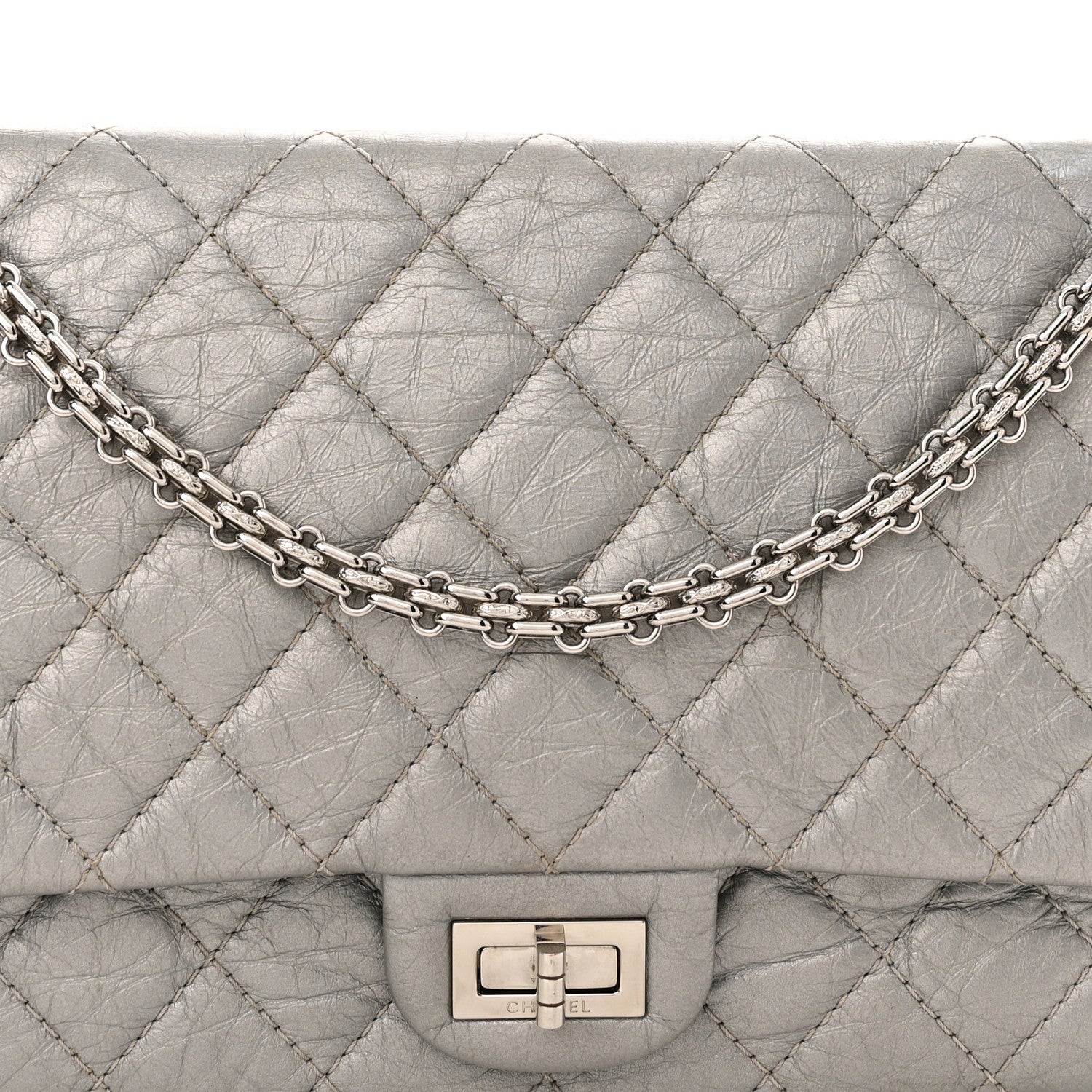 Chanel Metallic Aged Calfskin Quilted 2.55 Reissue 226 Flap Silver 8 of 16