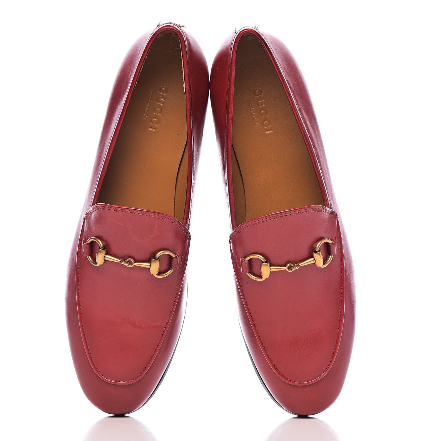 Gucci Calfskin Womens Jordaan Loafers 37.5 Hibiscus Red 12 of 13