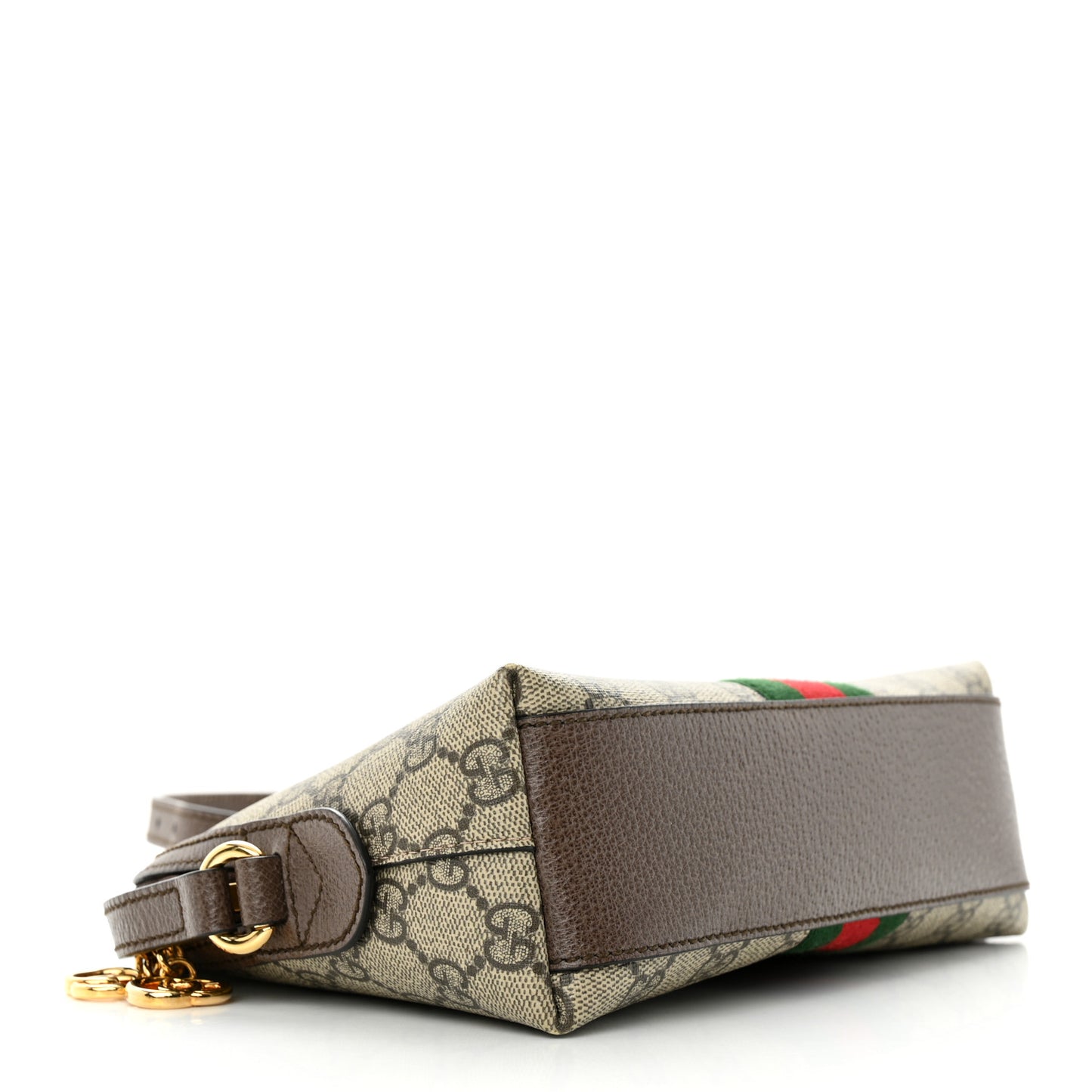 GG Supreme Monogram Textured Dollar Calfskin Web Small Ophidia Dome Shoulder Bag Beige Ebony New Acero