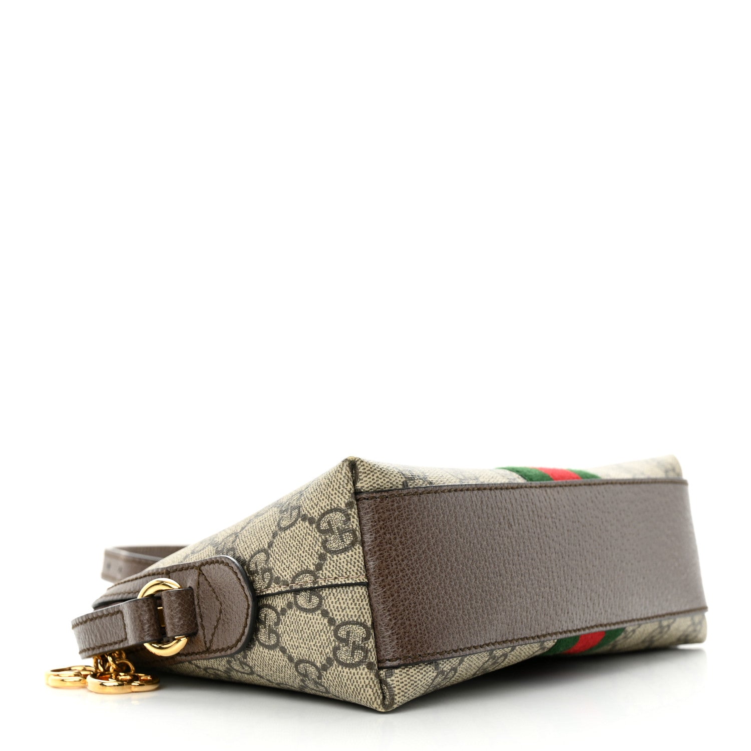 Gucci GG Supreme Monogram Textured Dollar Calfskin Web Small Ophidia Dome Shoulder Bag Beige Ebony New Acero 4 of 13