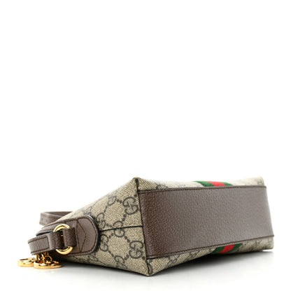 Gucci GG Supreme Monogram Textured Dollar Calfskin Web Small Ophidia Dome Shoulder Bag Beige Ebony New Acero 4 of 13